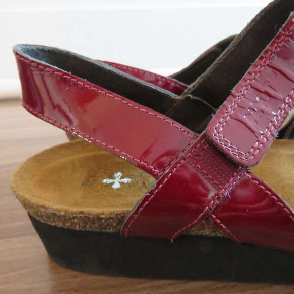 NAOT Kayla Cherry Red Patent Leather Slingback Comfort Sandals - Size US 8 - 8.5 - Picture 6 of 15